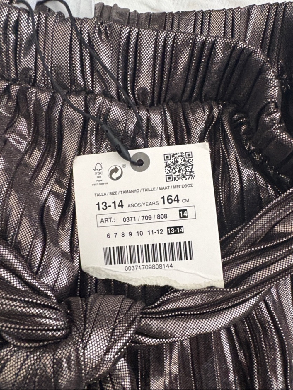 Zara Girl Shimmery Metallic Pleated Wide-Leg Pants in Pewter - Picture 2 of 6